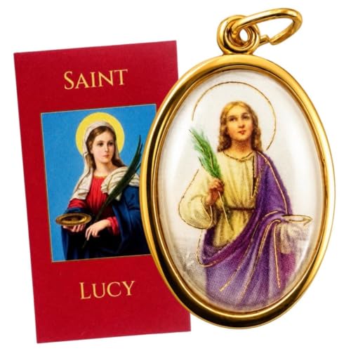 Westmon Works St Lucy Medal Gold-Tone Italian Metal with USA Made Holy Card