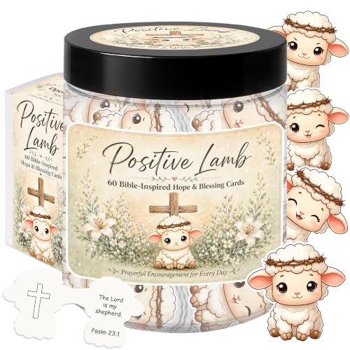Positive Lamb of Hope - 60 Empowering Bible Verse Prayer Cards, Religious Catholic & Christian Gifts for Women, Men, and Teens for Birthday, Graduation, Confirmation, Baptism Gifts For Girl & Boys Positive Lamb