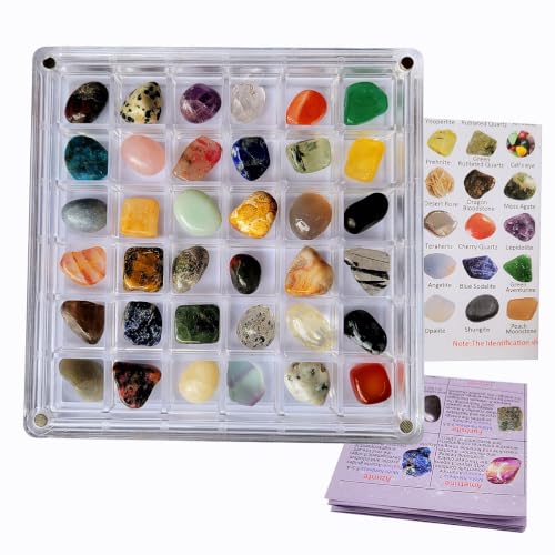 36Pcs Natural Gemstone and Crystals with Acrylic Display Box