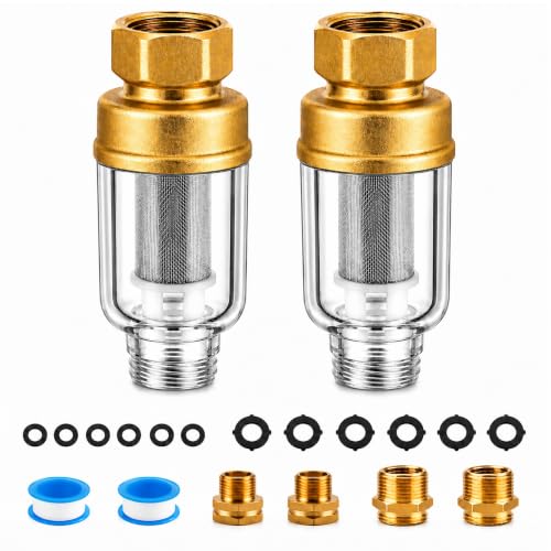 Binboov 2-pack reusable 50 micron washing machine water filter, faucet mount sediment filters