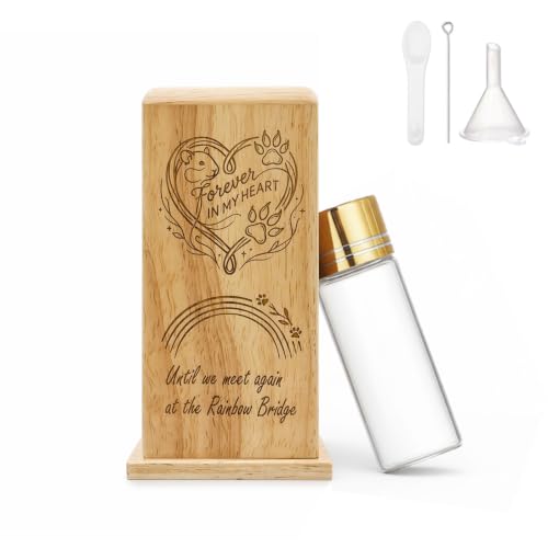 Mini Wooden Memorial Box, Small Keepsake Urn for Hamster Ashes Rainbow Pet Mouse