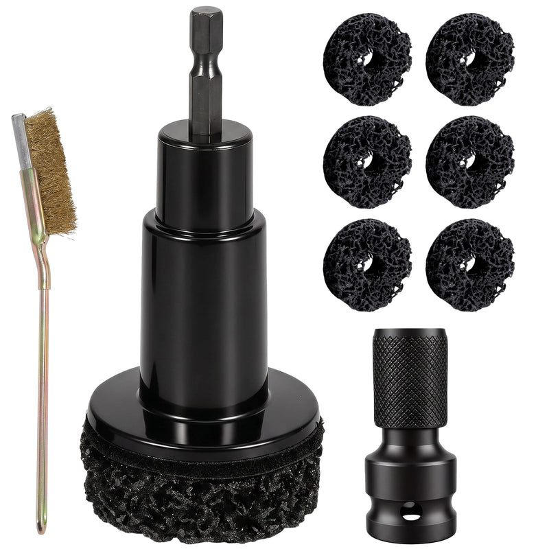 Wheel Bolt and Wheel Hub Grinder with 6 Grinding Wheels for Rims Rust Removal | Wheel hub cleaning tool, rim repair kit with rust brush, 1/2 inch impact wrench adapter, for cars, trucks, rims, rust removal