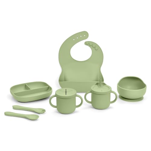 Jeep 100% Silicone 10-Piece Baby Feeding Set by Delta Children, Light Green