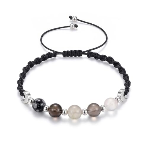 Moon Phase Natural Crystal Spiritual Bracelet for Women Black