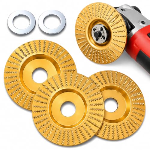 Pack of 3 Tungsten Carbide Wheel Wood 100 mm for Angle Grinder, Tungsten Carbide Wheel Wood, Grinding Disc for Grinding, Carving and Cutting