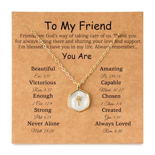 NZKNP Christian Gifts for Women Friend Sister, Friendship Cross Necklace Gold - Friend