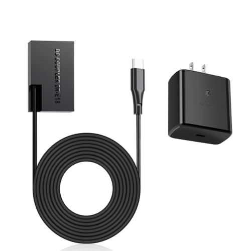 USB C Charger Block DR-E18 DC Coupler Cable, Replace LP-E17 Dummy Battery ACK-E18 AC Power Adapter, Compatible with Canon EOS RP R50 R100 R8 R10 77D 200D 750D 800D 8000D...