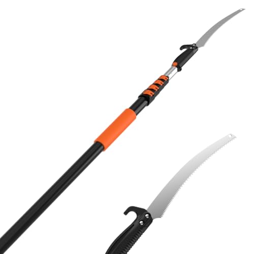 TAIMIGOO 12FT extendable manual pole saw and tree pruner with 3-12FT pole for yard and garden trimming
