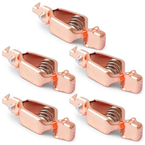 YUXIVCNE 5-piece copper 75A battery test clips with 19mm opening for discharge testing and grounding applications