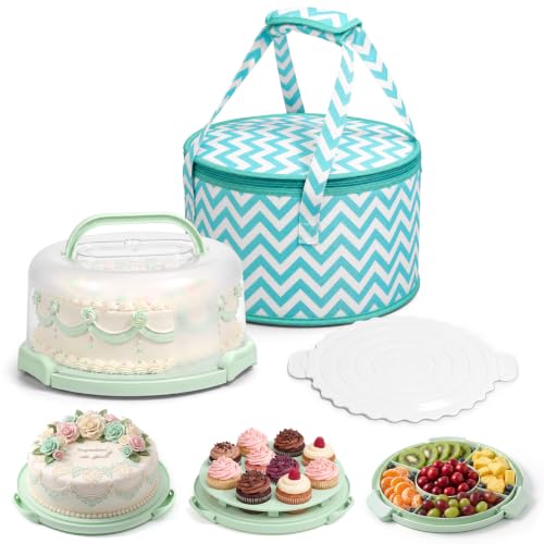 Ferrochef 10-inch cupcake carrier with lid and handle, portable insulated cake carrier for transporting baked goods securely.