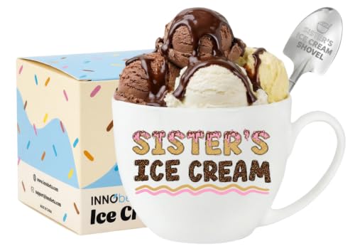 InnoBeta Sister Gifts, Gifts for Sister Ice Cream Bowl Scoop Shovel Spoon Set for Christmas, Birthday