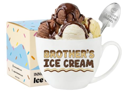 InnoBeta Brother Gifts, Gifts for Brother Ice Cream Bowl Scoop Shovel Spoon Set for Christmas, Birthday