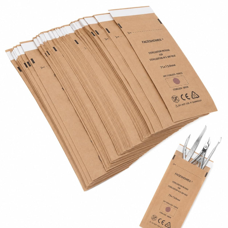 100 Stück Sterilisationsbeutel,75 X 150 Mm Sterilisation Tasche,Beutel Selbstverriegelnder Nagelkunst,Ür Nagel Sterilisatoren Desinfektionsmaschinen