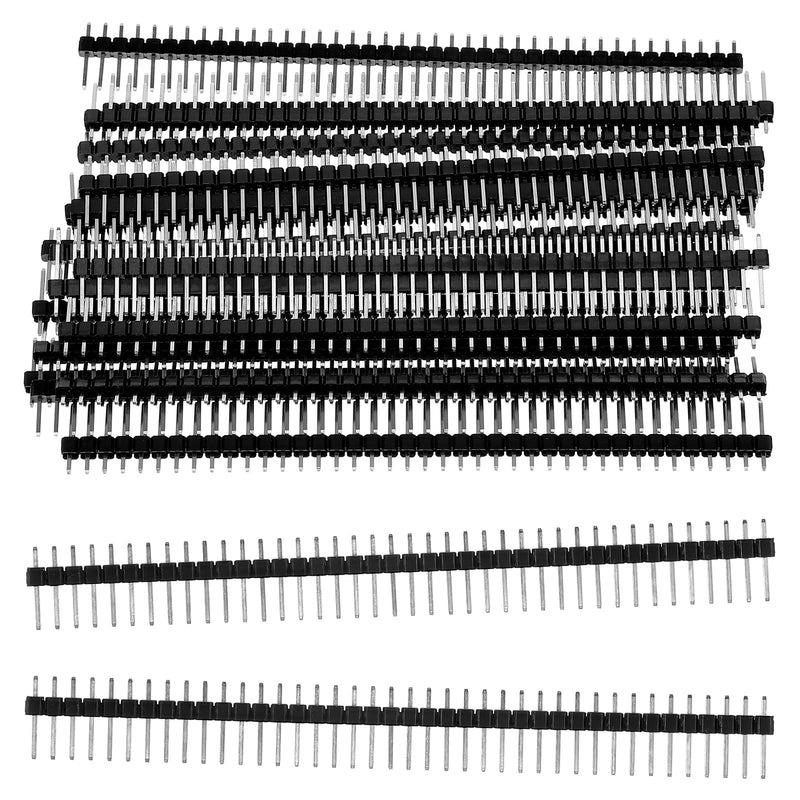 Amaxiu 20 pieces 2.54 mm breakaway board 40 pin header | Single Row Pin Header, Male and Female Pins Header, PCB Soldering Pin for Hole Grid Board Circuit Boards, Breadboards