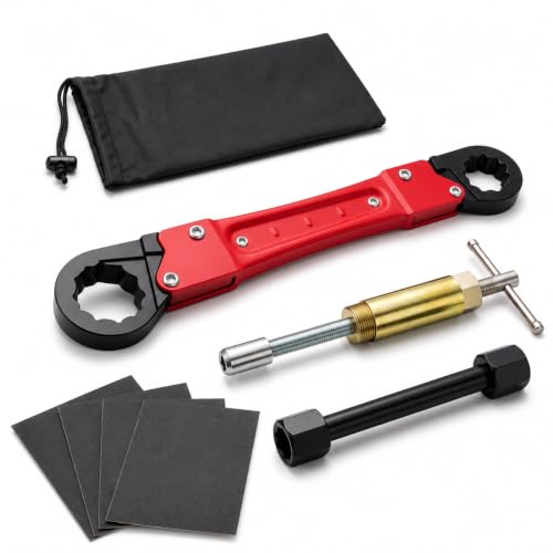 Vondura 8-piece angle stop wrench kit with compression sleeve puller and socket wrench tools