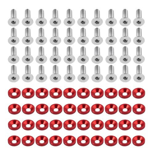 TSIEBRV M6x20mm red engine dress-up bolts and spacers, 40-piece screw and bolt assortment set