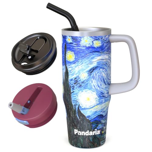 30 oz Tumbler with Handle, Starry Night Sports Travel Mug 30 Ounces