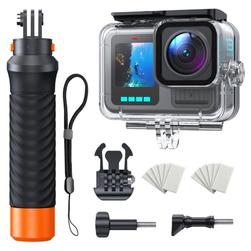 Waterproof Case with Floating Handle Compatible with Hero 9 10 11 12 13, 196FT/60M Underwater Dive Housing for Water Sports hero 9 10 11 12 13F
