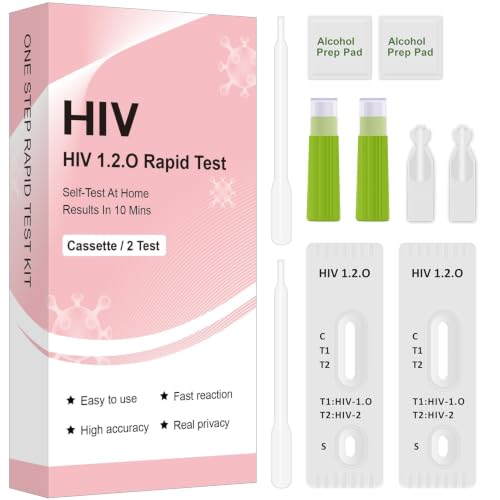 2x Home HIV Self Test - Detection of HIV-1, HIV-2 & Subtype O | Result in 10 minutes · 2 complete test kits · Easy to use · Hygienic · For home use pink