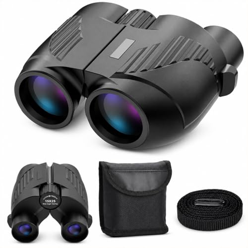 20x25 Black Compact Binoculars for Adults, HD Waterproof Binocular with Easy Focus, Small Binoculars for Travel, Bird Watching and Concerts