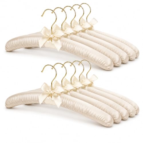 No Bump Satin Padded Clothes Hangers for Sweaters, Women Clothing, 10 Pack Light Taupe