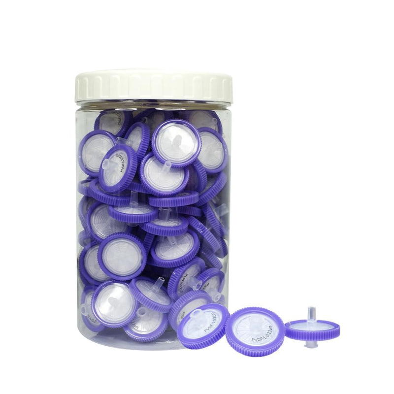FILTER TECH 25mm PVDF hydrophilic syringe filters, 0.22µm, 100 pack