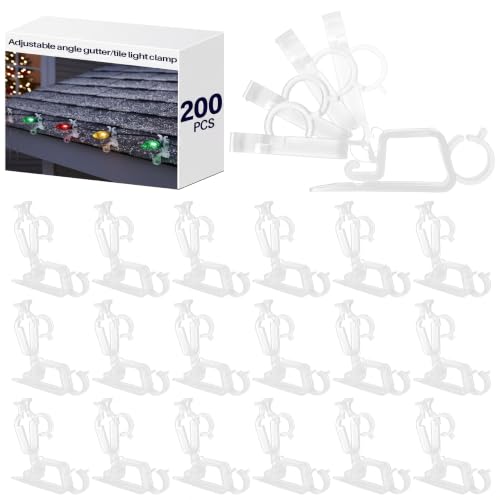 FoldTier 200 Pcs Christmas Multi-Directional Gutter Light Clips