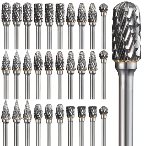 Shengbenhao 30-piece carbide burr set with 1/8-inch shanks for Dremel rotary tools