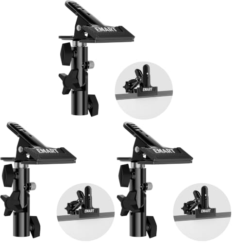 EMART Photography Reflector Holder, Photo Video Studio 5/8" Heavy Duty Metal Clamp Attachment, Light Stand Clip Mount with Umbrella Hole for Backdrop, Diffuser, Lighting (Pack of 3) 3 Pack