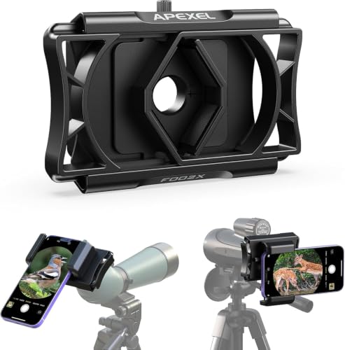 Telescope Phone Adapter, Upgraded Rotatable 360° Binocular Photo Adapter for Android & iPhone,Smartphone Holder Mount for Telescope,Monocular,Binocular,Spotting Scope,Microscope with Bluetooth Shutter
