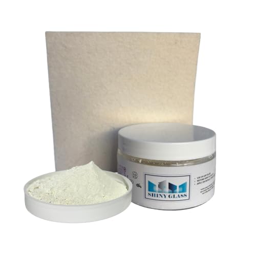 Cerium oxide powder with wool felt polishing pad, 3.52 oz, TREO 99.95% finishing compound