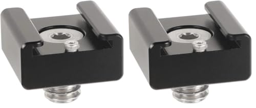 CAMVATE 3/8"-16 Cold Shoe Mount Adapter Compatible for ARRI-Locating Pin (Pack of 2) 3/8"-16 (Pack of 2)