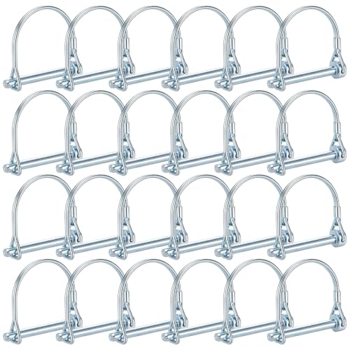 24 pack HOFURME wire lock pins, 1/4 x 2 inch D-shaped heavy-duty plated hitch pins for three-point accessories