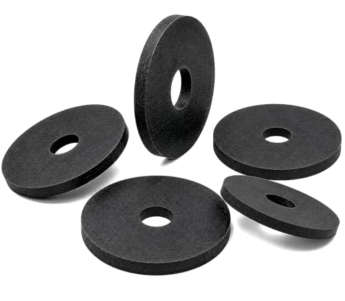 Generic 3/8-inch EPDM rubber flat washers, 2-inch outer diameter, non-conductive equipment mounting spacers, 5 pack