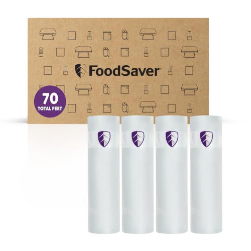FoodSaver Heavy Duty Vacuum Sealer Rolls, 4 Pack 8" x 17.5' Rolls (70 Total Feet), 30% Thicker BPA-Free Bags for Food Storage, Sous Vide, Meal Prep 8in x 17.5ft Heavy Duty Rolls (4-Pack)