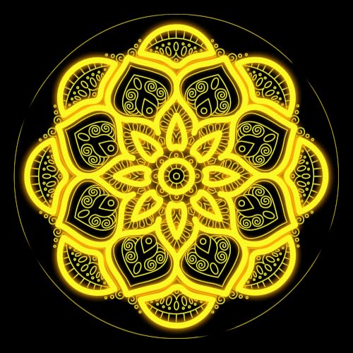 Mandala Neon Sign, Golden Yellow Spiritual LED Wall Light 15.7" x 15.7" Mandala-Golden Yellow