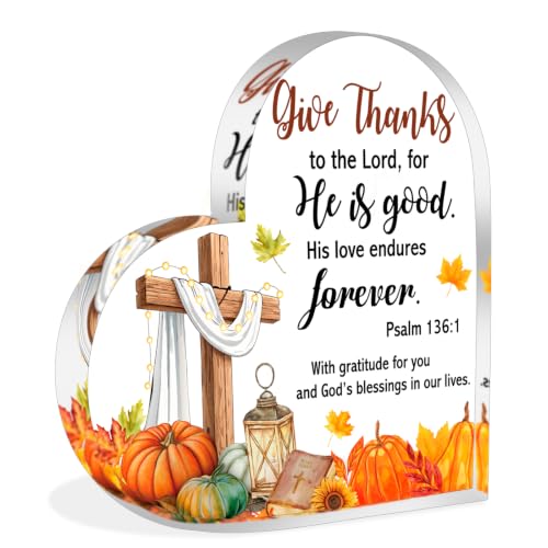 HOWAF Thanksgiving Fall Religious Decor Acrylic Heart Sign