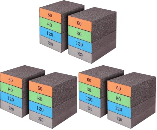 Romeda 24-pack sanding sponges, washable reusable blocks with 60/80/120/220 grits for drywall, wood, and metal