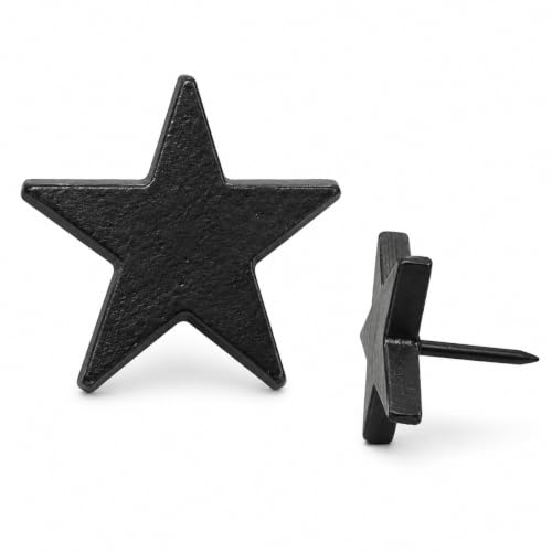 1.5-inch black hand-forged iron STAR clavos nails for rustic doors, gates, beams, and furniture