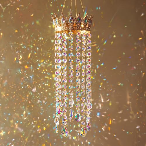23.5'' Crown Crystal Suncatcher for Window Hanging Garden Sun Catcher Decor Crown-large