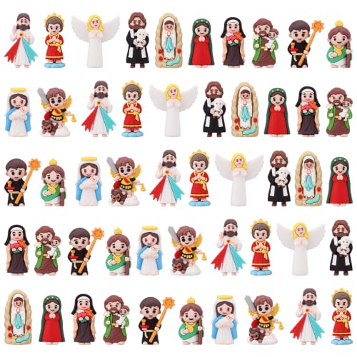 Amyhill 60 Pcs Mini Saint Statues Bulk Catholic Religious Figurines Colorful