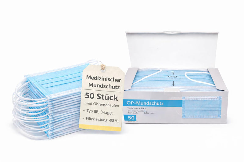 Pack of 50 Type IIR Face Masks, Medical Surgical Masks, Protective Mask, Face, Respirator Mask, Face Masks for Practice, Care & Everyday Use (50, Blue)