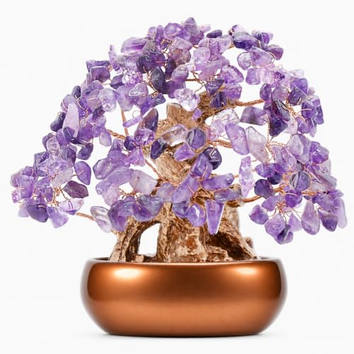 Natural Amethyst Crystal Tree, Handmade Crystal Money Tree for Home Decor