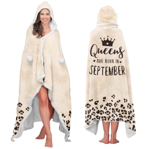 Vprintes - Birthday Gifts for Women - Queens Wearable Blanket September