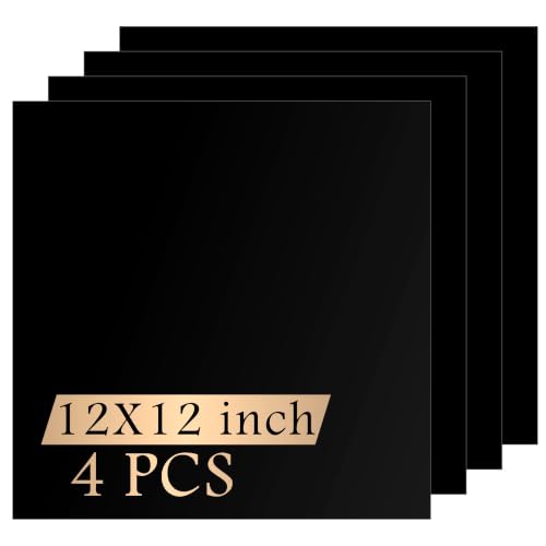 KSVZS 4-pack 5052 black anodized aluminum sheets, 12 x 12 inch, 0.8mm metal stock