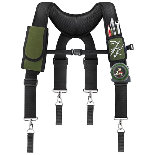 Lovligt green adjustable tool belt suspenders and tool holsters for men