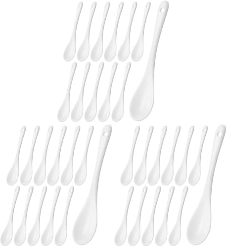 BTaT- Tea Spoon, Set of 12, White Porcelain Espresso Spoons (Pack of 3) Medium (Pack of 3)
