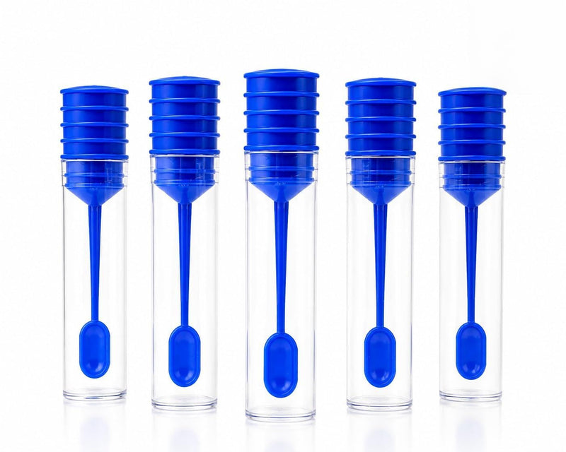 Stool sample tubes with spoon, 20 ml, for dogs, cats, and humans, non-sterile, crystal clear, Made in Germany (5 pieces) 5