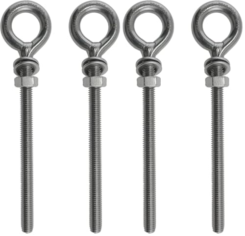 US Stainless 316 stainless steel M8 eye bolts, 8mm x 80mm, marine grade, pack of 2