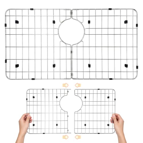 SOVYEN 26x14-inch detachable sink rack for bottom of kitchen sink, kitchen sink grid, cabinet accessories for organization